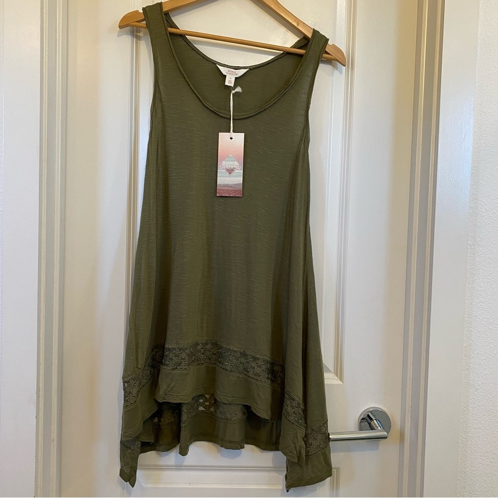NWT Sun & Shadow lightweight swim cover-up tank mini dress lace detail medium